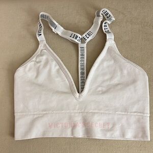 Victoria's Secret White Bralette with Logo Straps, Size S